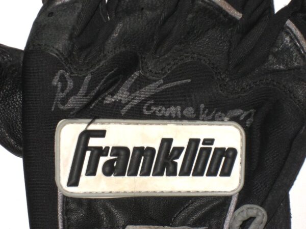 Riley Delgado Rome Braves Game Worn & Signed Black & White Franklin Batting Gloves