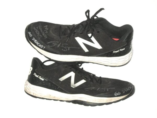 Brandyn Sittinger 2021 Arizona Diamondbacks Training Worn & Signed Black & White New Balance Shoes