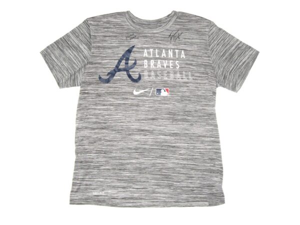 Drew Campbell 2021 Practice Worn & Signed Gray Atlanta Braves Baseball Nike Dri-Fit Large Shirt