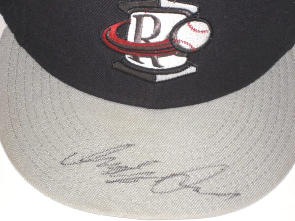 Indigo Diaz 2021 Game Worn & Signed Official Navy:Gray Rome Braves Road New Era 59FIFTY Hat