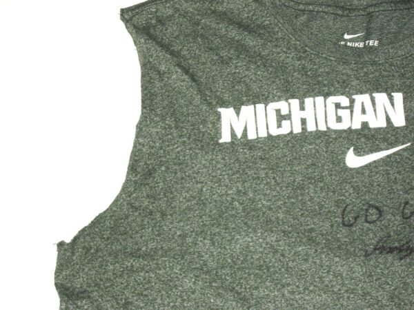 Indigo Diaz Practice Worn & Signed Official Michigan State Spartans GO GREEN Nike XXL Shirt