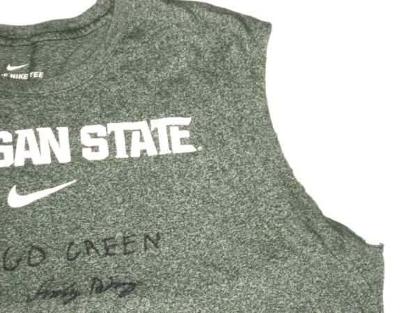 Indigo Diaz Practice Worn & Signed Official Michigan State Spartans GO GREEN Nike XXL Shirt