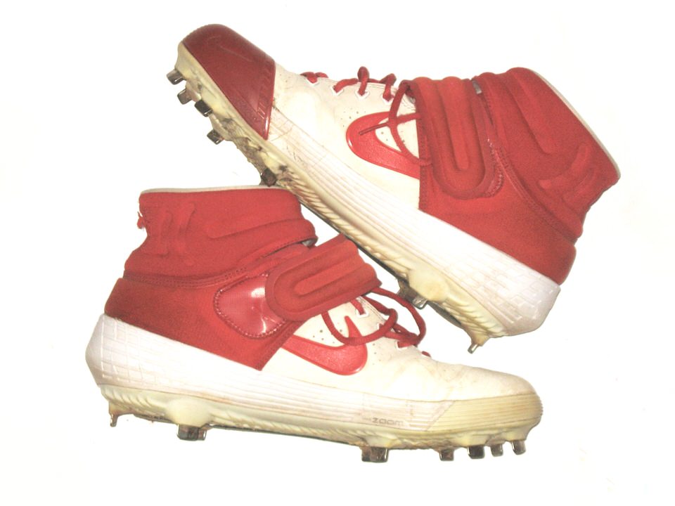 Will Latcham Springfield Cardinals Training Worn & Signed Red & White Nike  Shoes