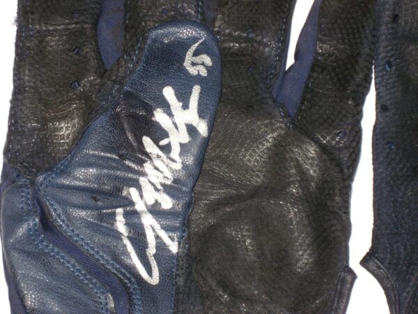 Cody Milligan 2021 Rome Braves Game Used & Signed Blue & Black Franklin Batting Gloves