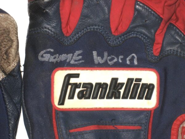 Cody Milligan 2021 Rome Braves Game Used & Signed Blue, Red & Grey Franklin Batting Gloves