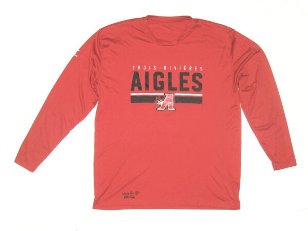 Colby Morris Team Issued & Signed Trois-Rivières Aigles Long Sleeve Easton Shirt - Worn for Batting Practice!