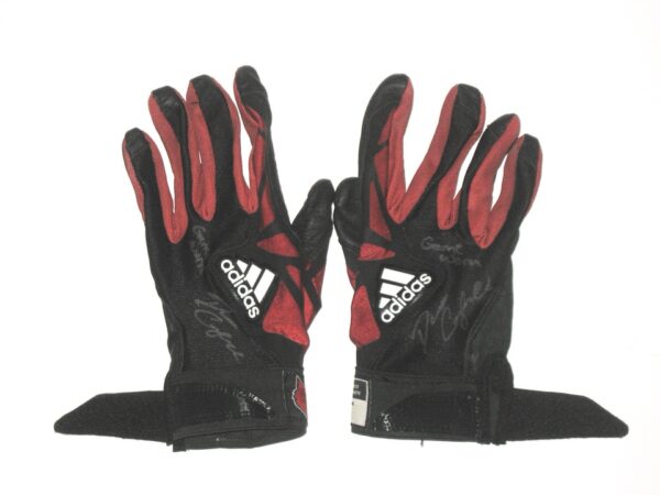 Drew Campbell Game Worn & Signed Official Louisville Cardinal Team Logo Adidas Adizero Gloves