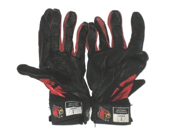 Drew Campbell Game Worn & Signed Official Louisville Cardinal Team Logo Adidas Adizero Gloves