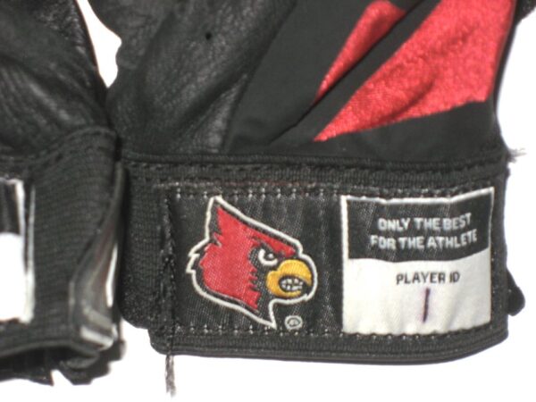 Drew Campbell Game Worn & Signed Official Louisville Cardinal Team Logo Adidas Adizero Gloves