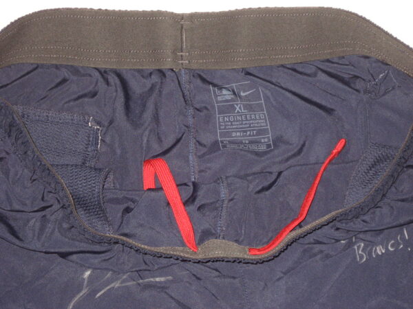 Drew Lugbauer Practice Worn & Signed Official Blue & White Atlanta Braves Nike Dri-Fit XL Shorts