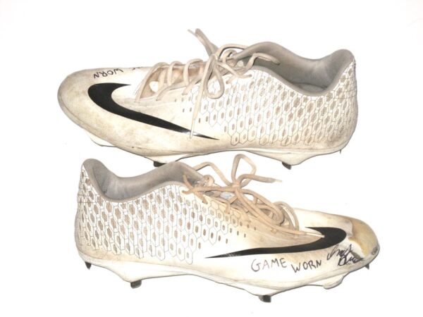 Indigo Diaz Michigan State Spartans Game Worn & Signed White & Black Nike Vapor Cleats