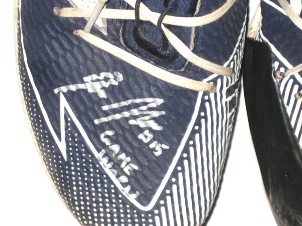 Jake Higginbotham 2021 Rome Braves Game Worn & Signed Blue & White Adidas Adizero Cleats