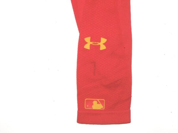 Kevin Josephina 2021 Rome Braves Game Worn & Signed Red & Gold Under Armour Arm Sleeve