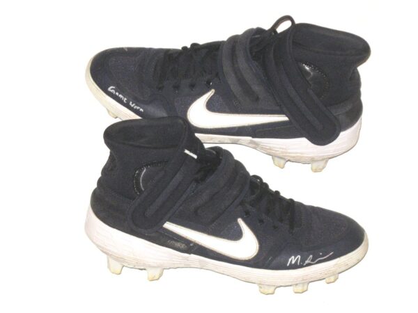 Matthew Swain Fort Myers Mighty Mussels Game Worn & Signed Blue & White Nike Alpha Baseball Cleats