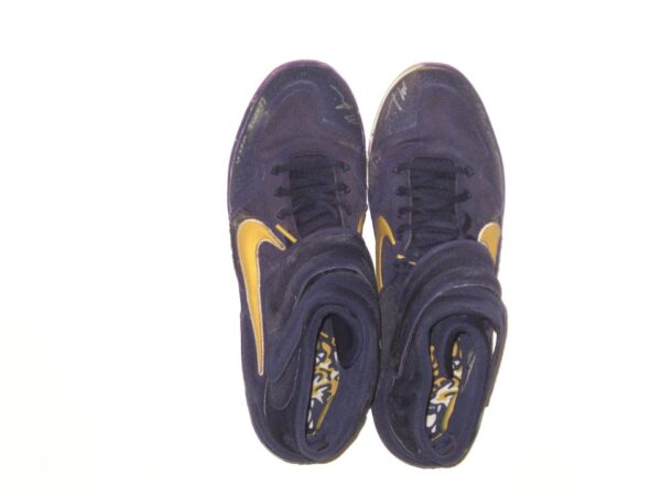 Matthew Swain Fort Myers Mighty Mussels Game Worn & Signed Purple & Gold Nike Alpha Baseball Cleats