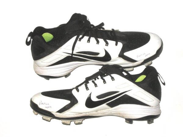 Matthew Swain Fort Myers Mighty Mussels Practice Worn & Signed White & Black Nike Cleats1