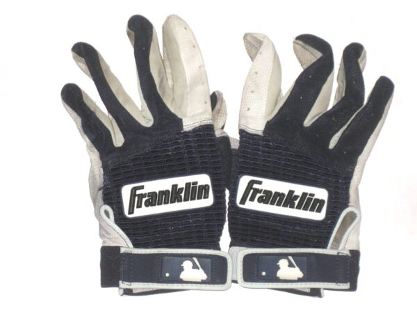 Drew Campbell 2021 Rome Braves Game Worn & Signed Blue, White & Grey Franklin Batting Gloves