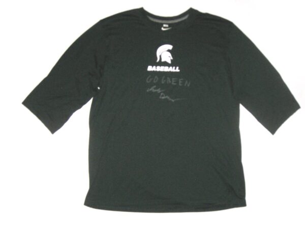 Indigo Diaz Player Issued & Signed Official Green Michigan State Spartans Baseball #24 Nike Dri-Fit XXL Shirt