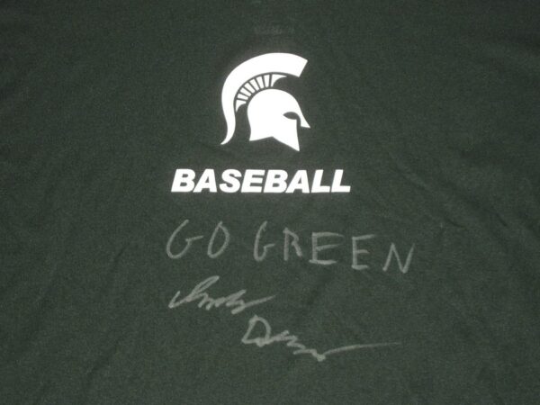 Indigo Diaz Player Issued & Signed Official Green Michigan State Spartans Baseball #24 Nike Dri-Fit XXL Shirt