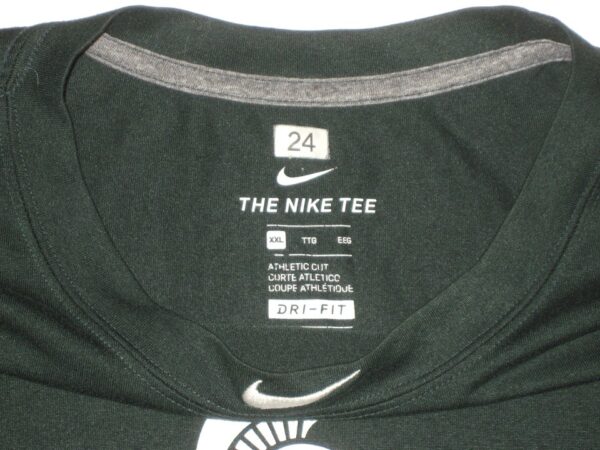 Indigo Diaz Player Issued & Signed Official Green Michigan State Spartans Baseball #24 Nike Dri-Fit XXL Shirt