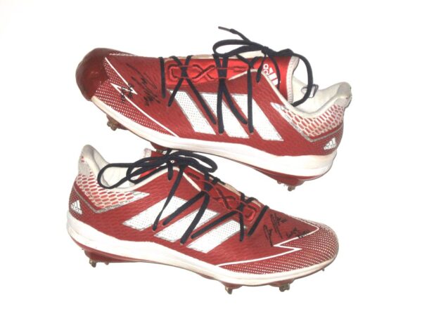 Jake Higginbotham 2021 Rome Braves Game Worn & Signed Red & White Adidas Adizero Cleats