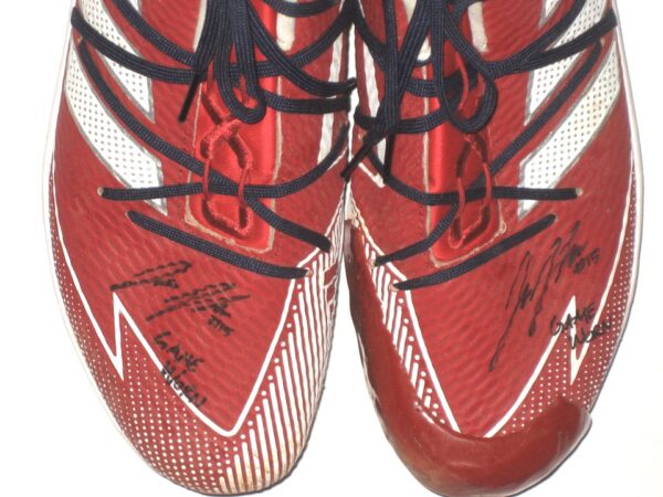 Jake Higginbotham 2021 Rome Braves Game Worn & Signed Red & White Adidas Adizero Cleats