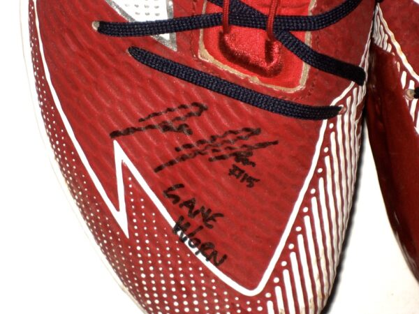 Jake Higginbotham 2021 Rome Braves Game Worn & Signed Red & White Adidas Adizero Cleats