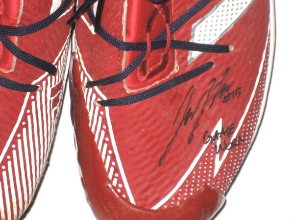 Jake Higginbotham 2021 Rome Braves Game Worn & Signed Red & White Adidas Adizero Cleats