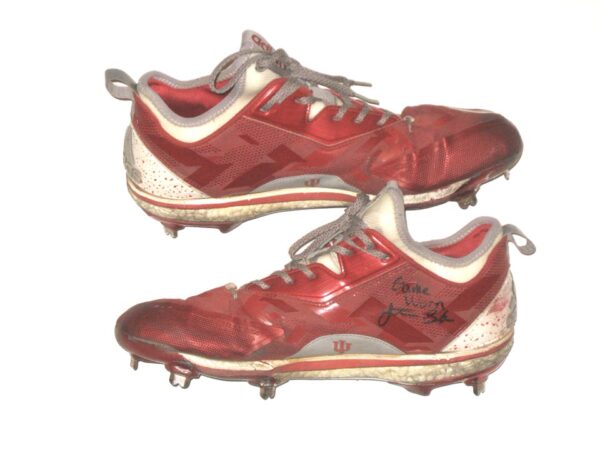 Jonathan Stiever Game Worn & Signed Indiana Hoosiers Team Logo Adidas Baseball Cleats