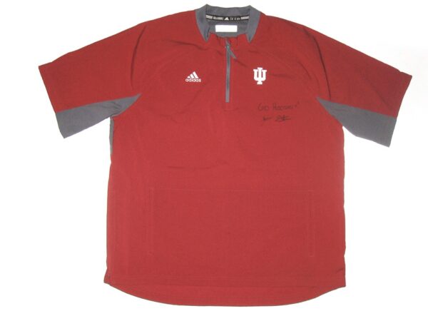 Jonathan Stiever Team Issued & Signed Official Indiana Hoosiers Short Sleeve Adidas XL Quarter-Zip Pullover