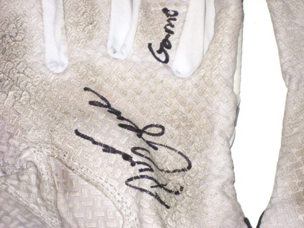 Drew Campbell 2021 Rome Braves Game Worn & Signed White, Blue & Grey Mizuno Batting Gloves