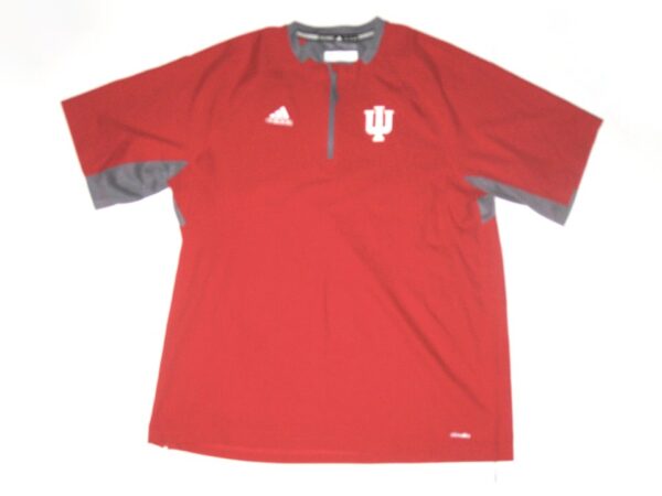 Jonathan Stiever Practice Worn Official Indiana Hoosiers Short Sleeve Adidas XL Quarter-Zip Pullover