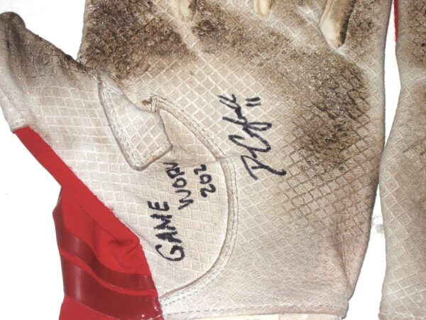 Drew Campbell 2022 Rome Braves Game Worn & Signed Red Lizard Skins Batting Gloves