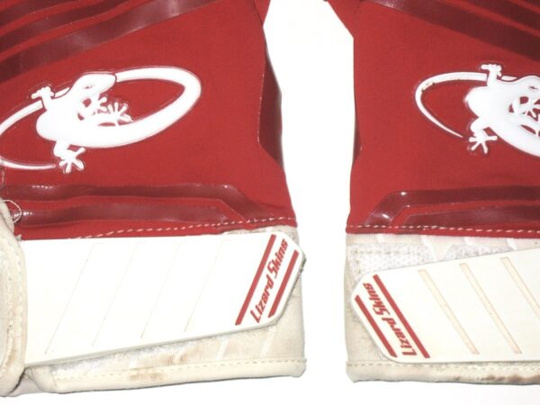 Drew Campbell 2022 Rome Braves Game Worn & Signed Red Lizard Skins Batting Gloves