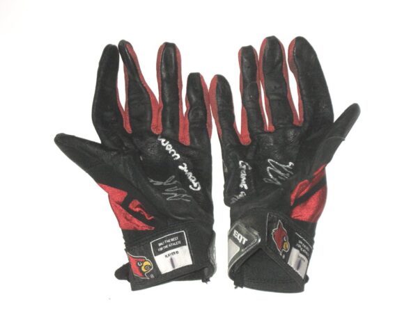 Drew Campbell Game Worn & Signed Official Louisville Cardinal Team Logo Adidas Adizero Gloves