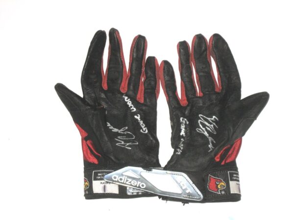 Drew Campbell Game Worn & Signed Official Louisville Cardinal Team Logo Adidas Adizero Gloves