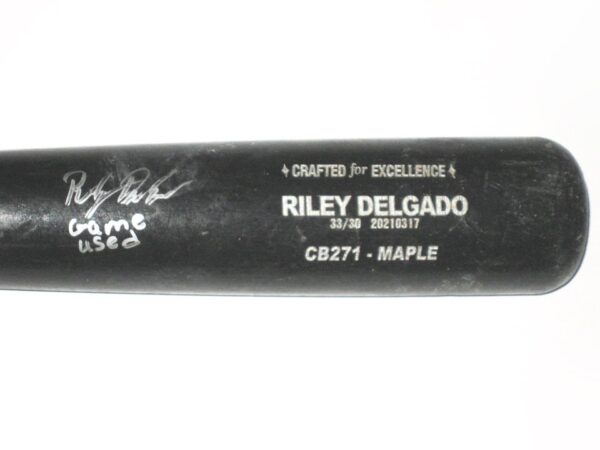 Riley Delgado 2021 Rome Braves Game Used & Signed Cooperstown Baseball Bat - CRACKED