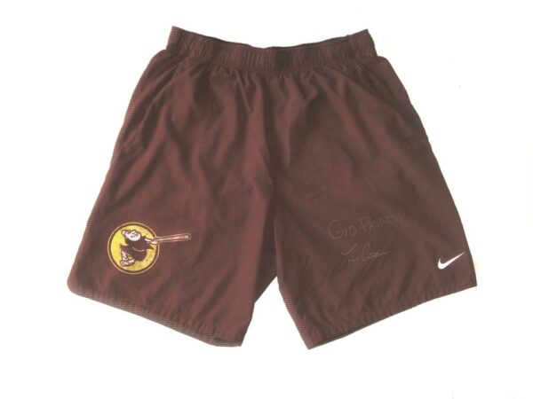 Tom Cosgrove 2021 Practice Worn & Signed Official Brown San Diego Padres Nike Shorts