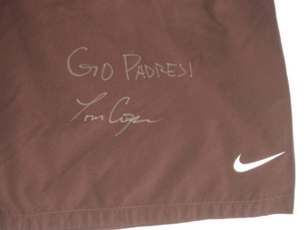 Tom Cosgrove 2021 Practice Worn & Signed Official Brown San Diego Padres Nike Shorts