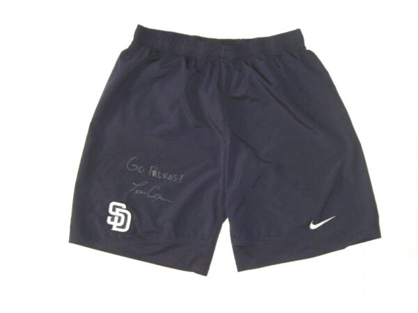 Tom Cosgrove Team Issued & Signed Official Blue San Diego Padres Nike Dri-Fit Large Shorts