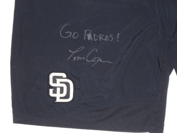 Tom Cosgrove Team Issued & Signed Official Blue San Diego Padres Nike Dri-Fit Large Shorts