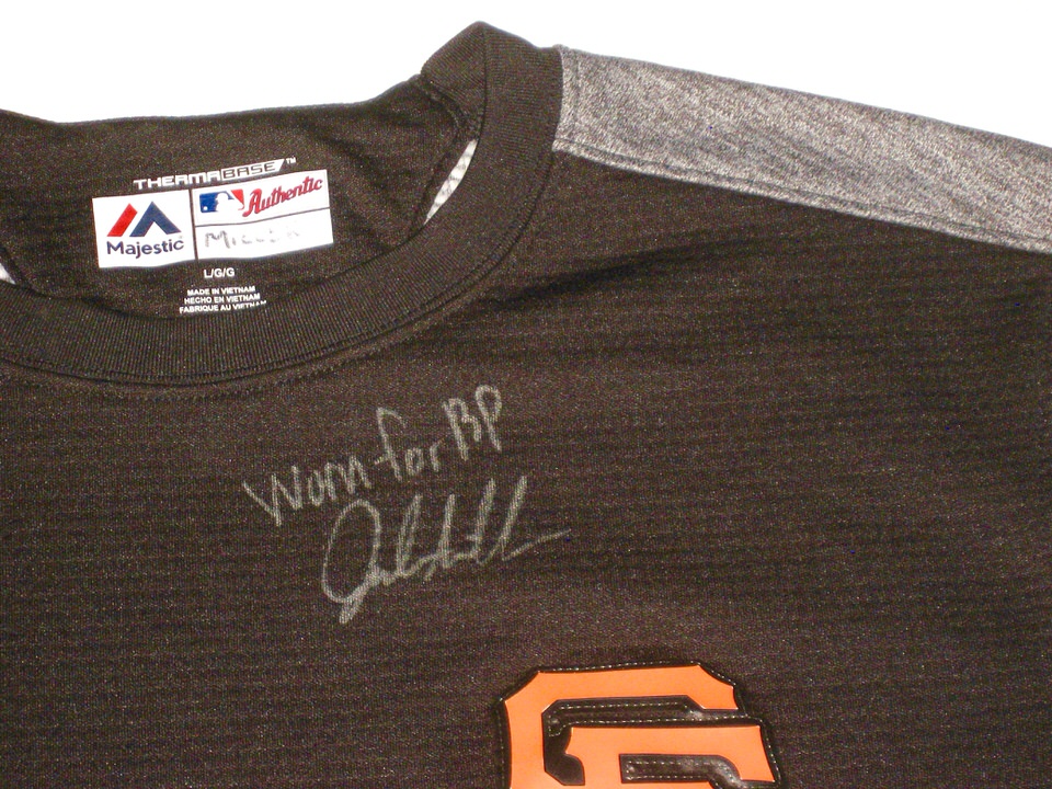 Jalen Miller Team Issued & Signed Official San Francisco Giants Majestic  Thermabase Pullover Sweatshirt - Worn for Batting Practice! - Big Dawg  Possessions