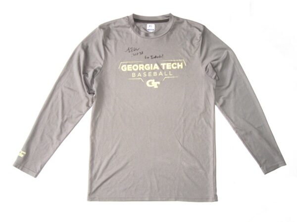 Luke Waddell Practice Worn & Signed Official Georgia Tech Yellow Jackets Baseball Russell Dri-Power Performance Shirt