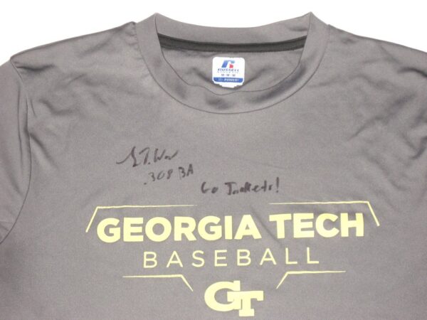 Luke Waddell Practice Worn & Signed Official Georgia Tech Yellow Jackets Baseball Russell Dri-Power Performance Shirt