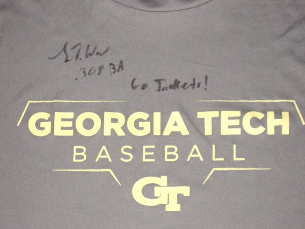 Luke Waddell Practice Worn & Signed Official Georgia Tech Yellow Jackets Baseball Russell Dri-Power Performance Shirt