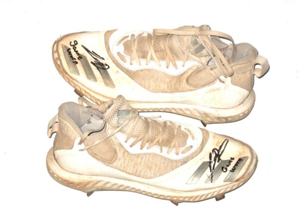 Cesar Rodriguez 2022 FCL Braves Game Worn & Signed White & Silver Adidas Baseball Cleats