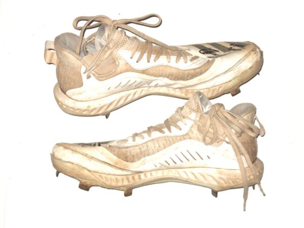 Cesar Rodriguez 2022 FCL Braves Game Worn & Signed White & Silver Adidas Baseball Cleats