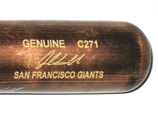 Jalen Miller 2018 San Jose Giants Game Used & Signed Louisville Slugger C271 Maple Baseball Bat - CRACKED