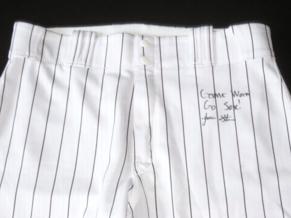 Jonathan Stiever Chicago White Sox Spring Training Worn & Signed Go Sox! White Pinstripe Nike Pants