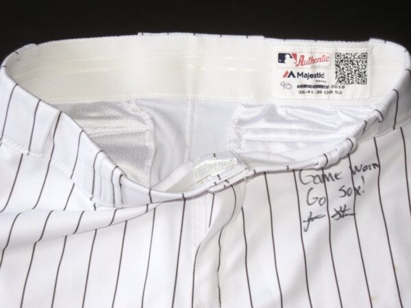 Jonathan Stiever Chicago White Sox Spring Training Worn & Signed Go Sox! White Pinstripe Nike Pants